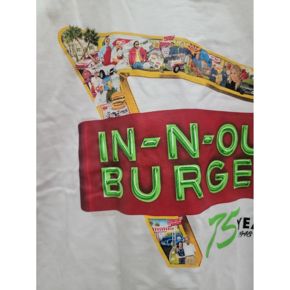 In-N-Out Burger 75 Years 1948-2023 White Graphic T-Shirt Adult XL USA Made NWOT - Picture 3 of 7